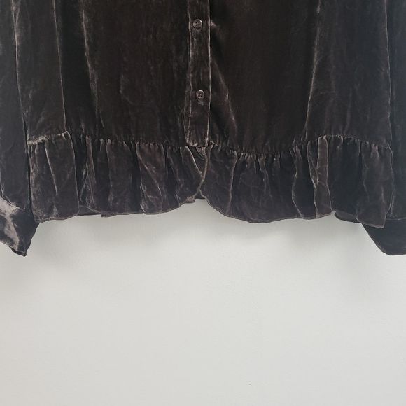 Johnny Was 4 Love And Liberty Lura Velvet Blouse in Brown Size Medium - Picture 6 of 14
